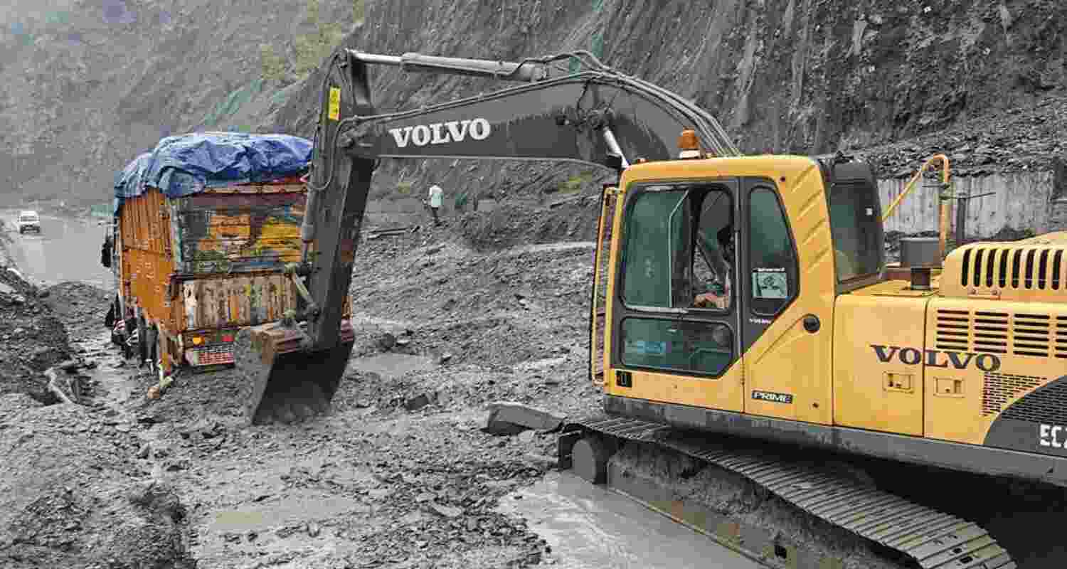 Restoration work ongoing post mudslide in Ramban Restoration work ongoing post mudslide in Ramban