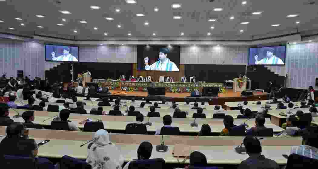 Union Minister Jyotiraditya Scindia during a programme in Tripura. Union Minister Jyotiraditya Scindia during a programme in Tripura.
