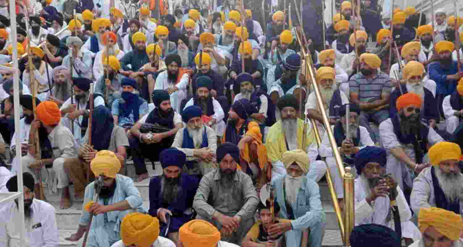 Sikhs take part in a Operation Bluestar anniversary at Golden Temple in Amritsar on Friday. Sikhs take part in a Operation Bluestar anniversary at Golden Temple in Amritsar on Friday.