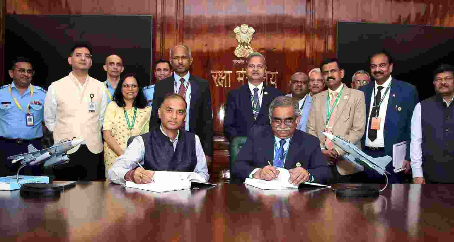 Defence Ministry inks ₹62,370 cr deal with HAL to procure 97 Tejas Mk1A jets. Defence Ministry inks ₹62,370 cr deal with HAL to procure 97 Tejas Mk1A jets.