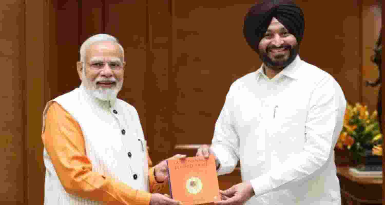 Union Minister Ravneet Singh Bittu during a meeting with Prime Minister Narendra Modi. Union Minister Ravneet Singh Bittu during a meeting with Prime Minister Narendra Modi.
