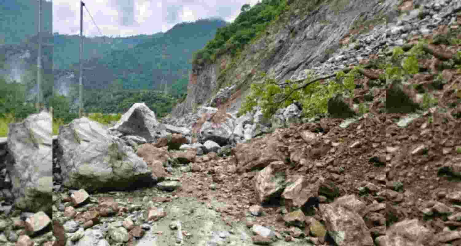 Visuals of Gangotri Highways being blocked due to falling debris. Visuals of Gangotri Highways being blocked due to falling debris.