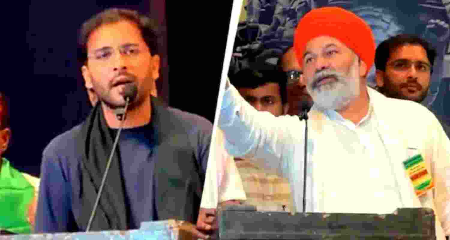 CJP spokesperson Ashutosh Ranka and (right) farmer leader Rakesh Tikait CJP spokesperson Ashutosh Ranka and (right) farmer leader Rakesh Tikait
