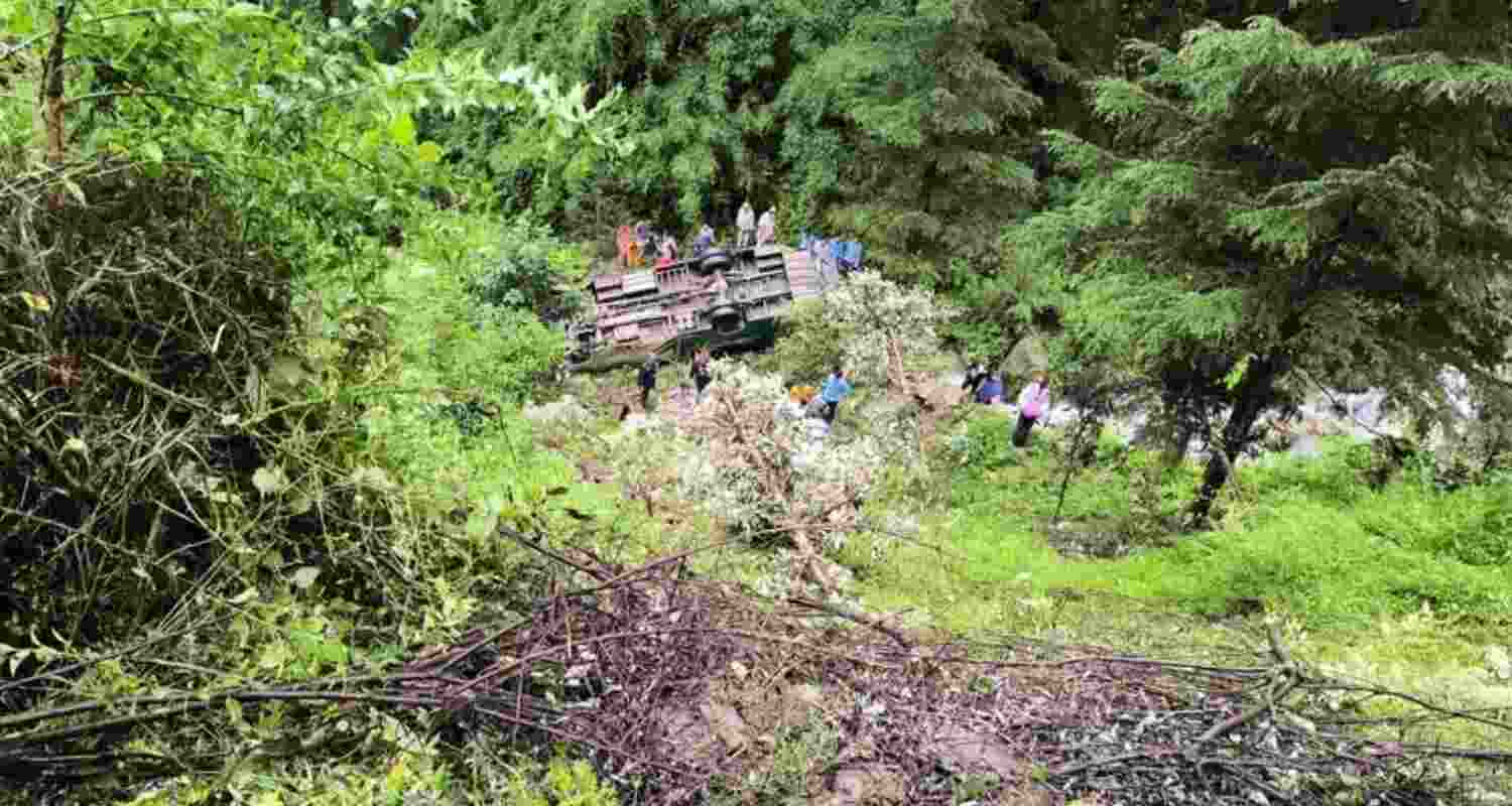 A car plunged into a deep gorge near Saini Nullah on the Janjheli-Chhatri road in Mandi on Sunday night. A car plunged into a deep gorge near Saini Nullah on the Janjheli-Chhatri road in Mandi on Sunday night.