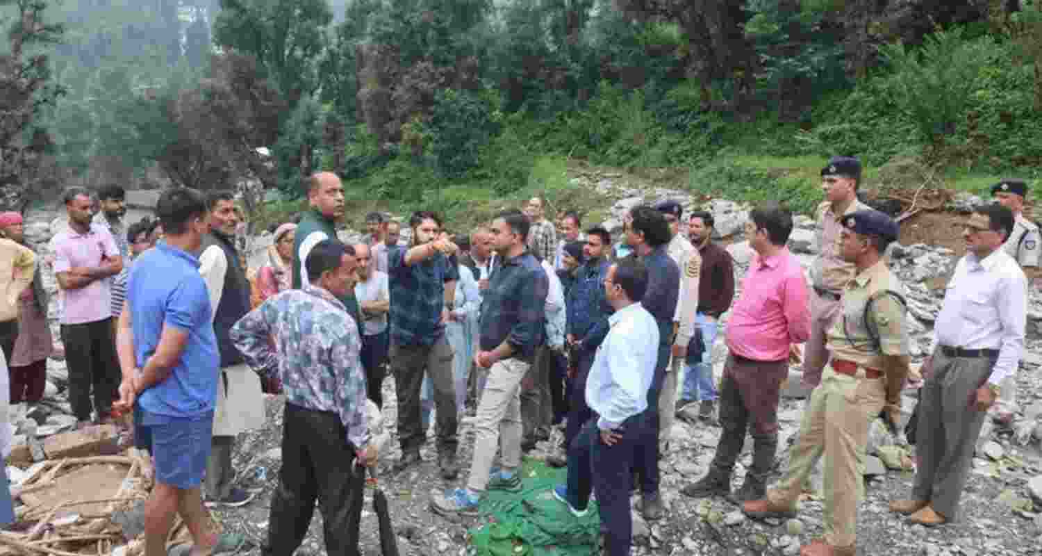 A high-level Central team during a visit to the disaster-hit areas of Mandi district. A high-level Central team during a visit to the disaster-hit areas of Mandi district.