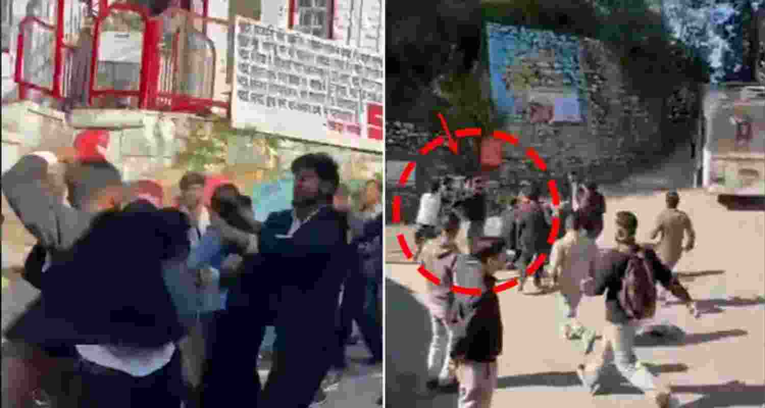 ABVP, SFI activists clash at HPU in Shimla on Thursday. ABVP, SFI activists clash at HPU in Shimla on Thursday.