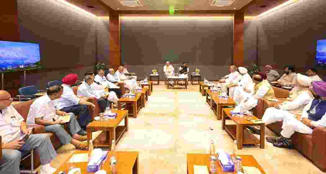 Union Home Minister Amit Shah addresses BJP leaders during a strategy meeting on Punjab Assembly elections in New Delhi on Saturday. Union Home Minister Amit Shah addresses BJP leaders during a strategy meeting on Punjab Assembly elections in New Delhi on Saturday.