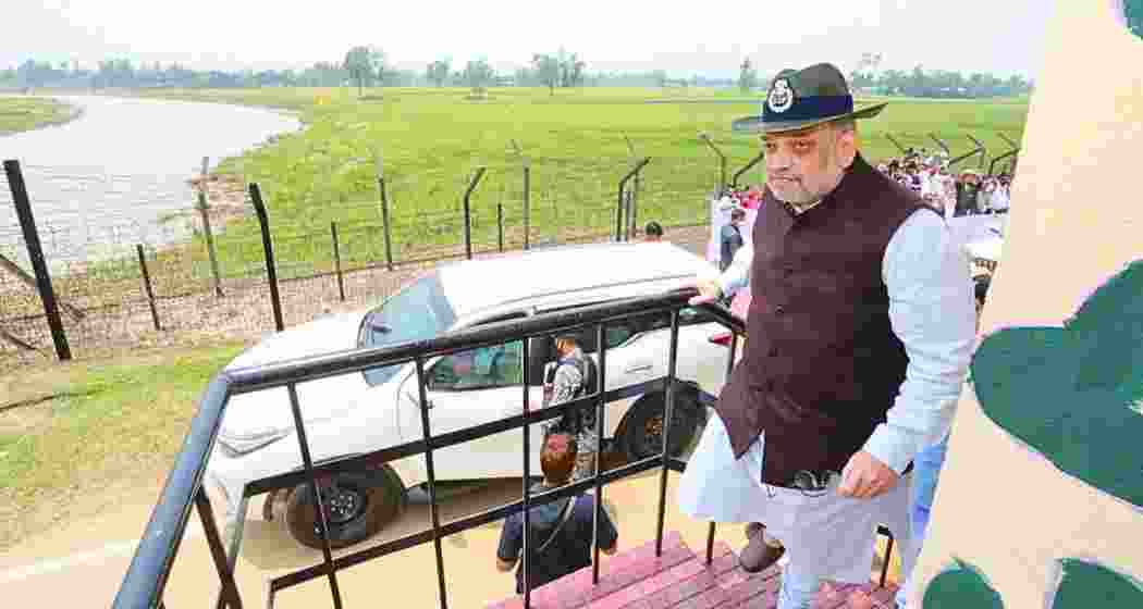 Union Home Minister Amit Shah during a prior visit to the India-Bangladesh border. Union Home Minister Amit Shah during a prior visit to the India-Bangladesh border.