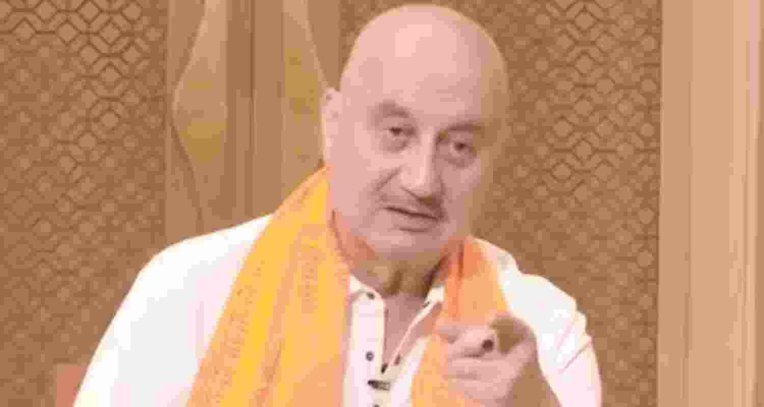 Screengrab from a video of bollywood actor Anupam Kher. Screengrab from a video of bollywood actor Anupam Kher.