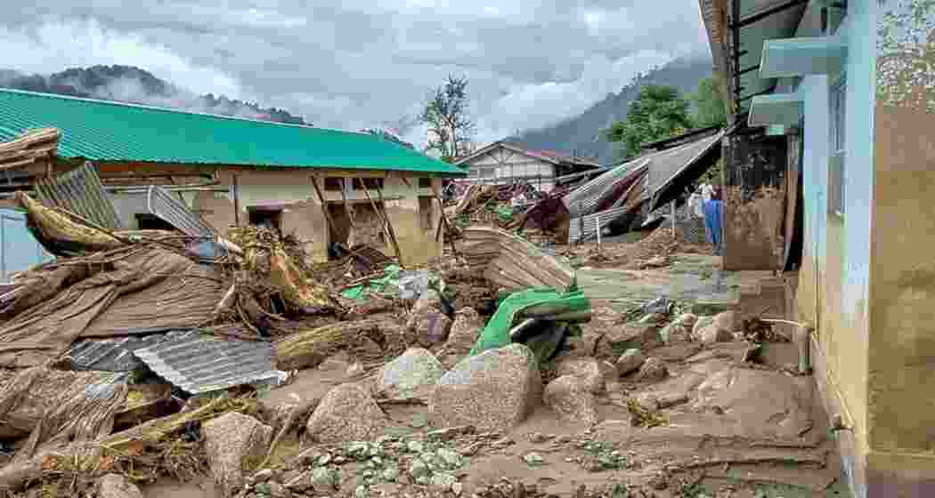 Widespread devastation caused by flash floods and heavy rainfall at NEEPCO colony, in Keyi Panyor on June 24, 2026. (ANI) Widespread devastation caused by flash floods and heavy rainfall at NEEPCO colony, in Keyi Panyor on June 24, 2026. (ANI)