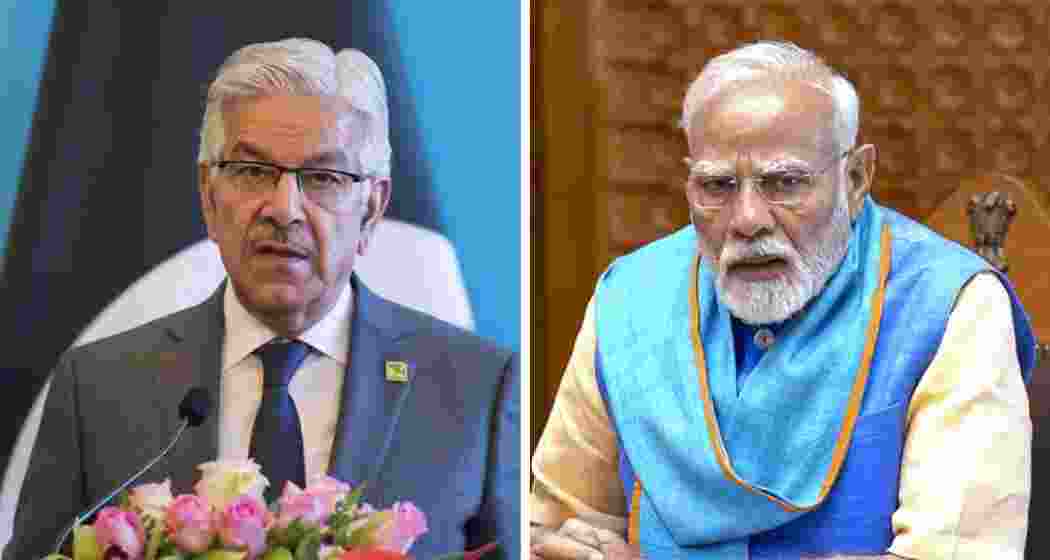 Pakistan Defence Minister Khawaja Asif (L), Prime Minister Narendra Modi (R). Pakistan Defence Minister Khawaja Asif (L), Prime Minister Narendra Modi (R).