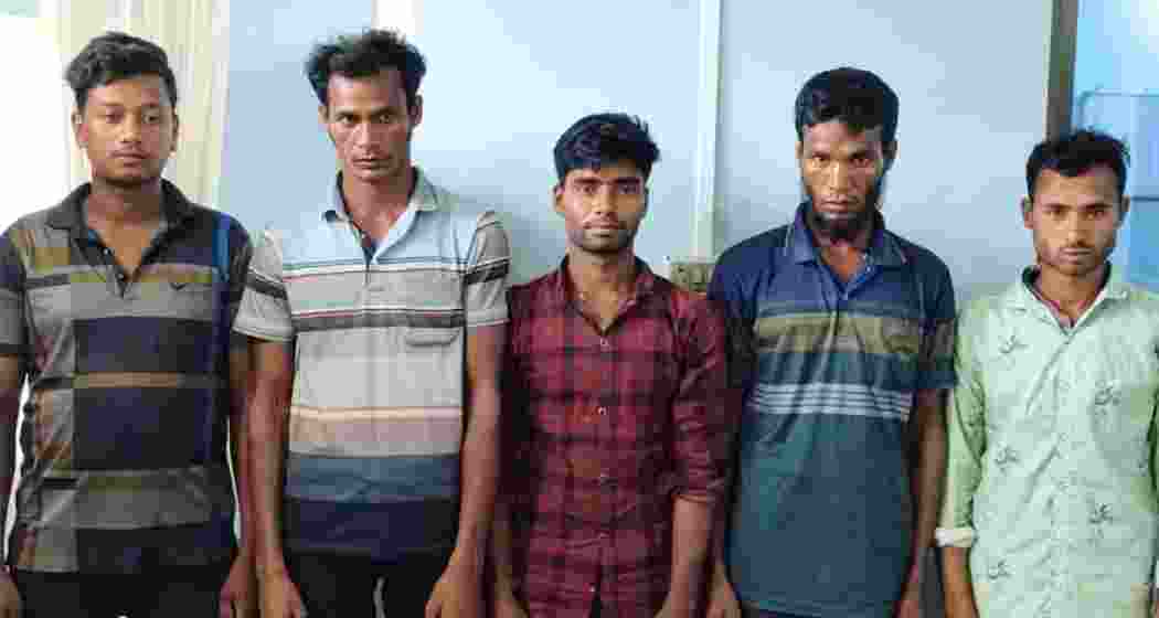 The five Bangladeshi nationals detained by Meghalaya Police in West Garo Hills after failing to produce valid citizenship documents during a vehicle check at the Upper Damalgre checkpoint. The five Bangladeshi nationals detained by Meghalaya Police in West Garo Hills after failing to produce valid citizenship documents during a vehicle check at the Upper Damalgre checkpoint.