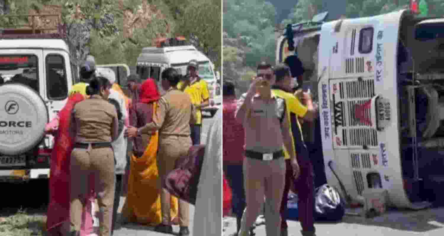 Bus accident near Dharasu Nalupani on Gangotri highway in Uttarakhand. Bus accident near Dharasu Nalupani on Gangotri highway in Uttarakhand.
