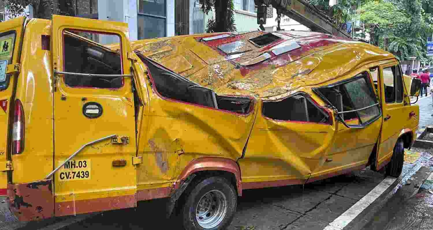 An 11-year-old student died and four others were injured after a peepal tree uprooted in heavy rain fell on a school bus in Mumbai's Chembur. An 11-year-old student died and four others were injured after a peepal tree uprooted in heavy rain fell on a school bus in Mumbai's Chembur.