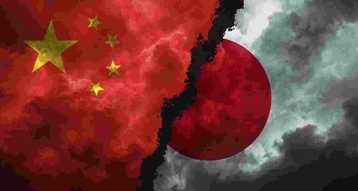 Flags of China and Japan. Flags of China and Japan.