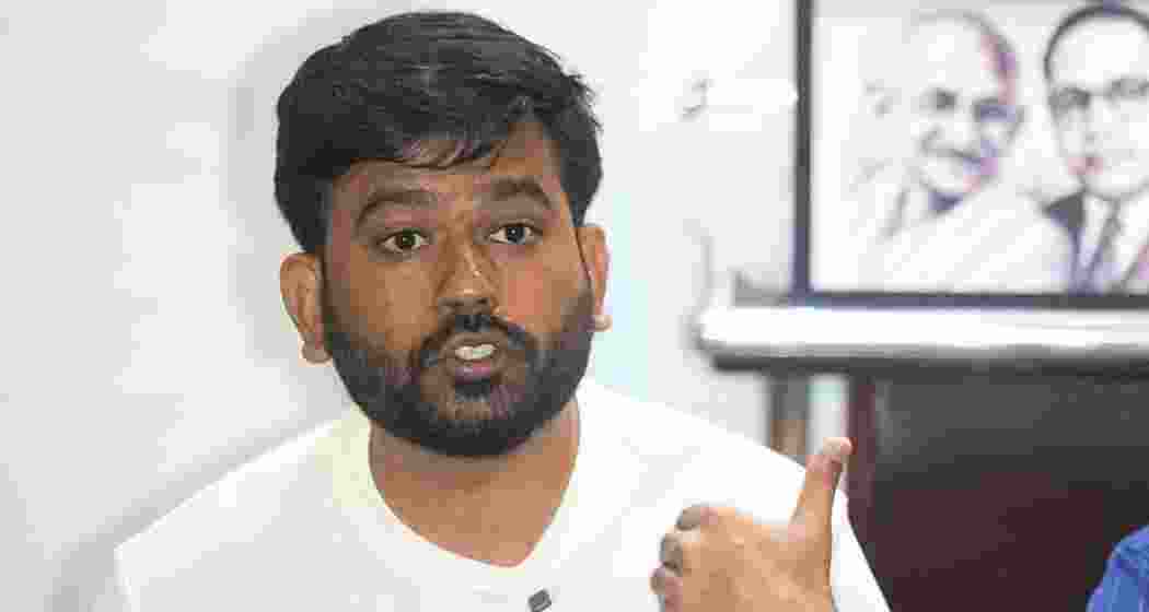 Cockroach Janata Party (CJP) Founder Abhijeet Dipke addresses a press conference ahead of a protest, in Pune, on Thursday. Cockroach Janata Party (CJP) Founder Abhijeet Dipke addresses a press conference ahead of a protest, in Pune, on Thursday.