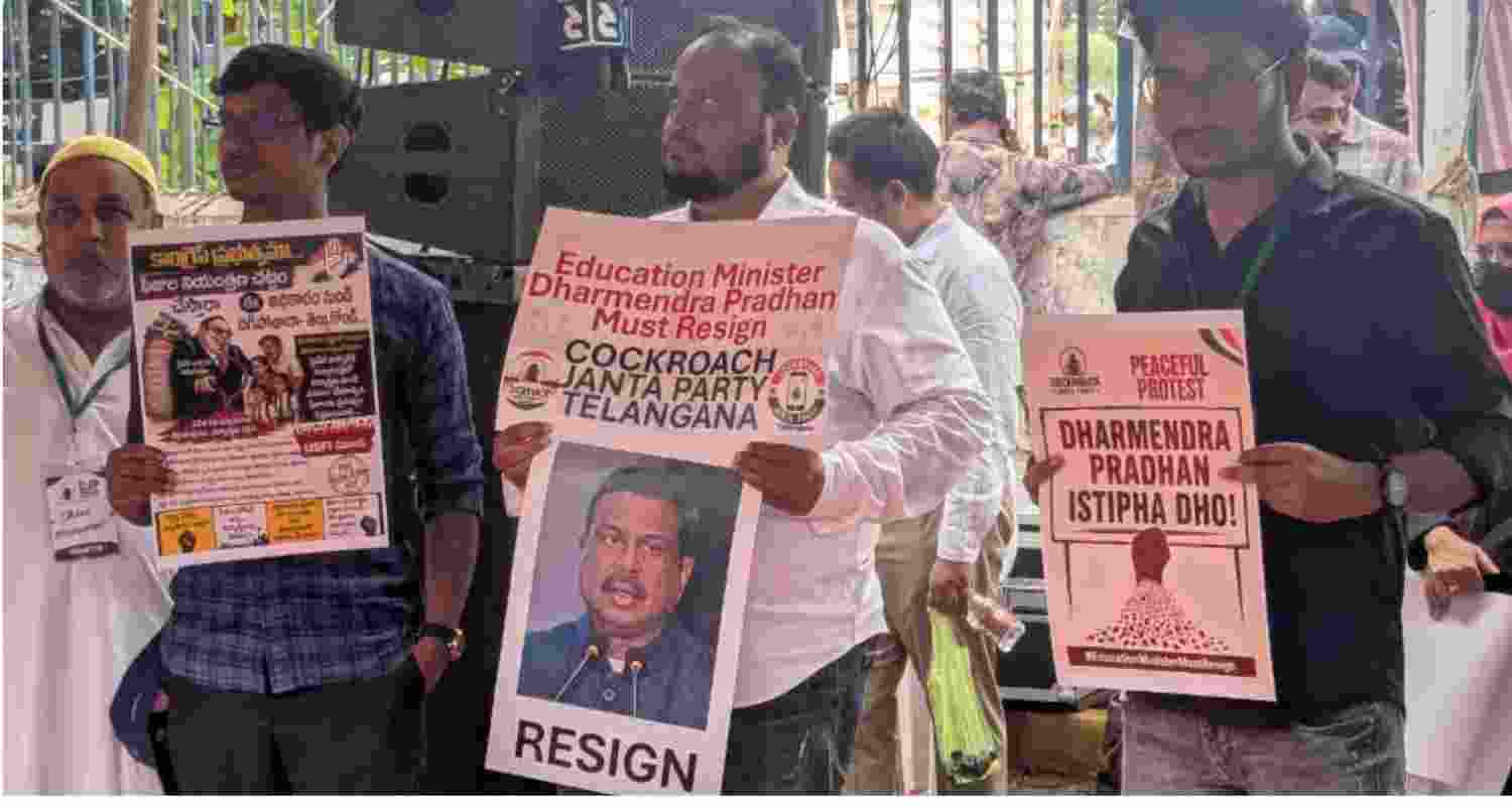 Cockroach Janta Party holds protest in Hyderabad Cockroach Janta Party holds protest in Hyderabad