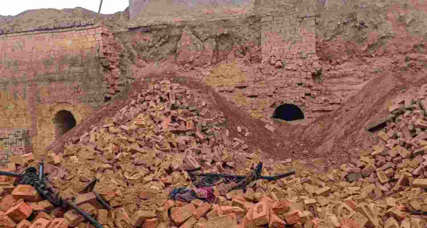 Debris of a wall after it collapsed at a kiln, in Hisar district last year. Debris of a wall after it collapsed at a kiln, in Hisar district last year.