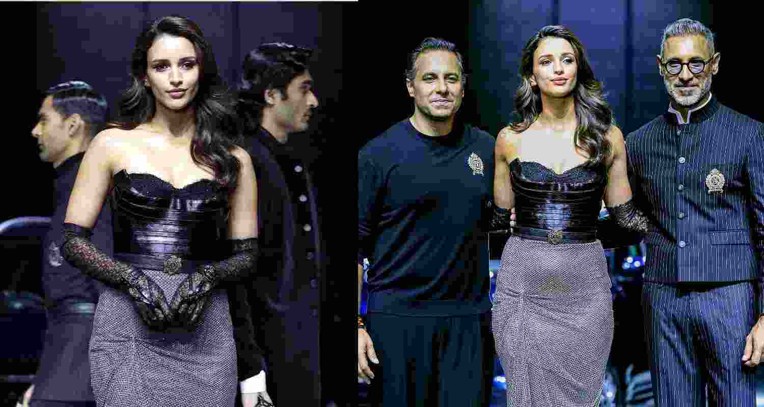 Actor Triptii Dimri with fashion designers Shantnu and Nikhil. Actor Triptii Dimri with fashion designers Shantnu and Nikhil.