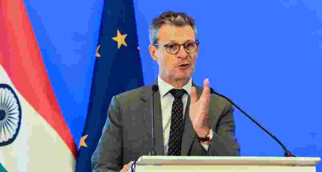 EU Ambassador to India, President FEBI Hervé Delphin speaks during FEBI Members Meet Decoding Eu-India FTA, in New Delhi. EU Ambassador to India, President FEBI Hervé Delphin speaks during FEBI Members Meet Decoding Eu-India FTA, in New Delhi.