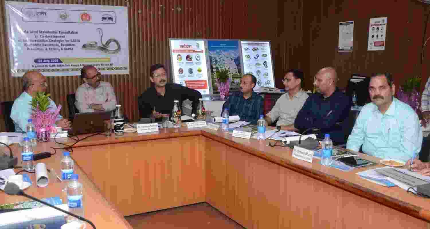 Experts and officials attend the state-level consultation on snakebite mitigation in Shimla on Saturday. Experts and officials attend the state-level consultation on snakebite mitigation in Shimla on Saturday.