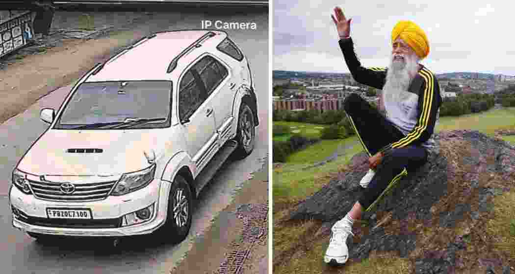 (Left) The white Toyota Fortuner identified in the tragic hit-and-run that claimed the life of marathon legend Fauja Singh (Right). (Left) The white Toyota Fortuner identified in the tragic hit-and-run that claimed the life of marathon legend Fauja Singh (Right).