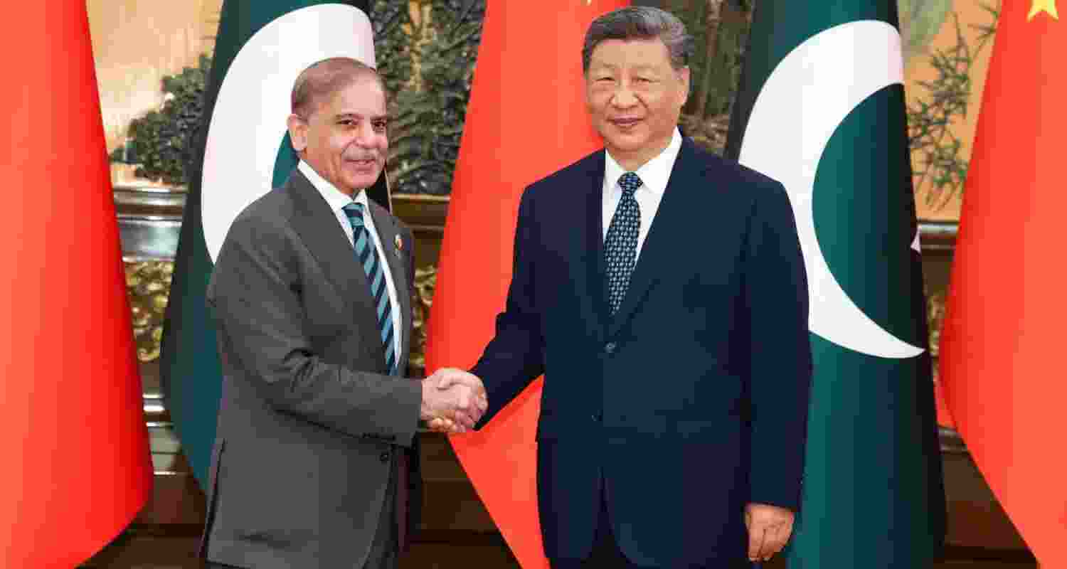 Pakistan Prime Minister Shehbaz Sharif meeting Chinese President Xi Jinping at the Great Hall of the People in Beijing on Monday. Pakistan Prime Minister Shehbaz Sharif meeting Chinese President Xi Jinping at the Great Hall of the People in Beijing on Monday.