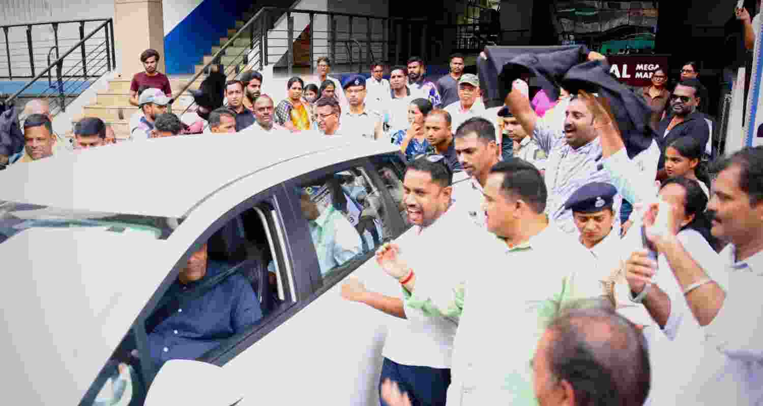 On Sunday, the AAP workers waved black flags at him in Ponda town. On Sunday, the AAP workers waved black flags at him in Ponda town.