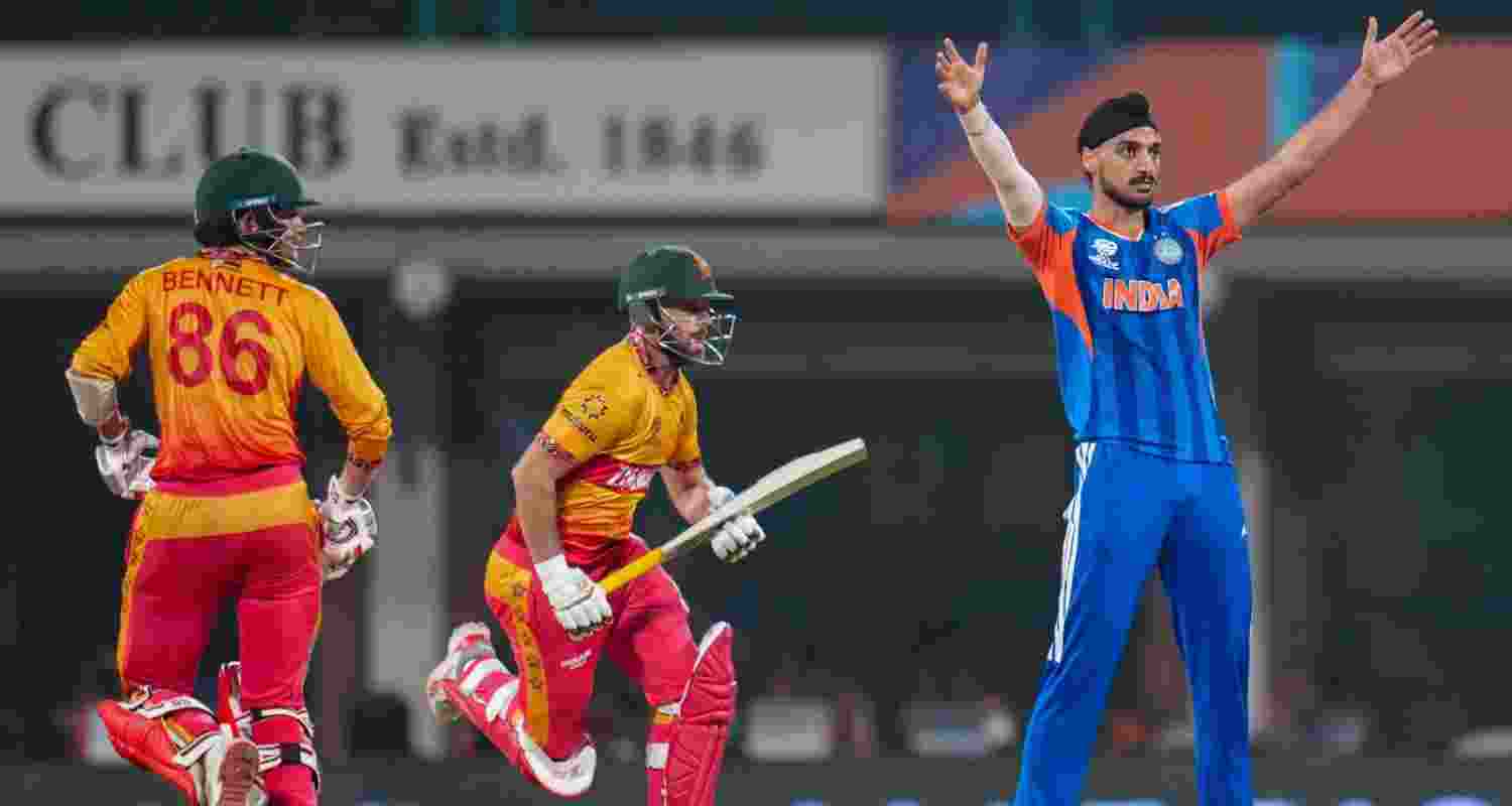 India's Arshdeep Singh appeals successfully for the wicket of Zimbabwe's Ryan Burl during a T20 World Cup cricket match between India and Zimbabwe at the MA Chidambaram Stadium in Chennai on Thursday. India's Arshdeep Singh appeals successfully for the wicket of Zimbabwe's Ryan Burl during a T20 World Cup cricket match between India and Zimbabwe at the MA Chidambaram Stadium in Chennai on Thursday.