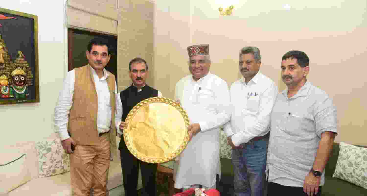 Himachal Pradesh Chief Minister Thakur Sukhvinder Singh Sukhu during a meeting with Union Minister for Environment, Forest and Climate Change, Bhupender Yadav, in New Delhi. Himachal Pradesh Chief Minister Thakur Sukhvinder Singh Sukhu during a meeting with Union Minister for Environment, Forest and Climate Change, Bhupender Yadav, in New Delhi.