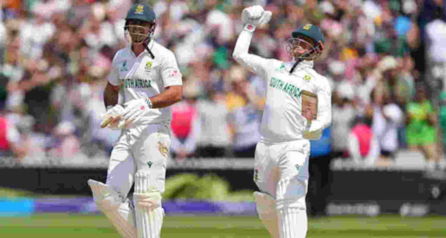 South Africa's David Bedingham and Kyle Verreynne celebrate after their win in the World Test Championship final against Australia at Lord's. South Africa's David Bedingham and Kyle Verreynne celebrate after their win in the World Test Championship final against Australia at Lord's.