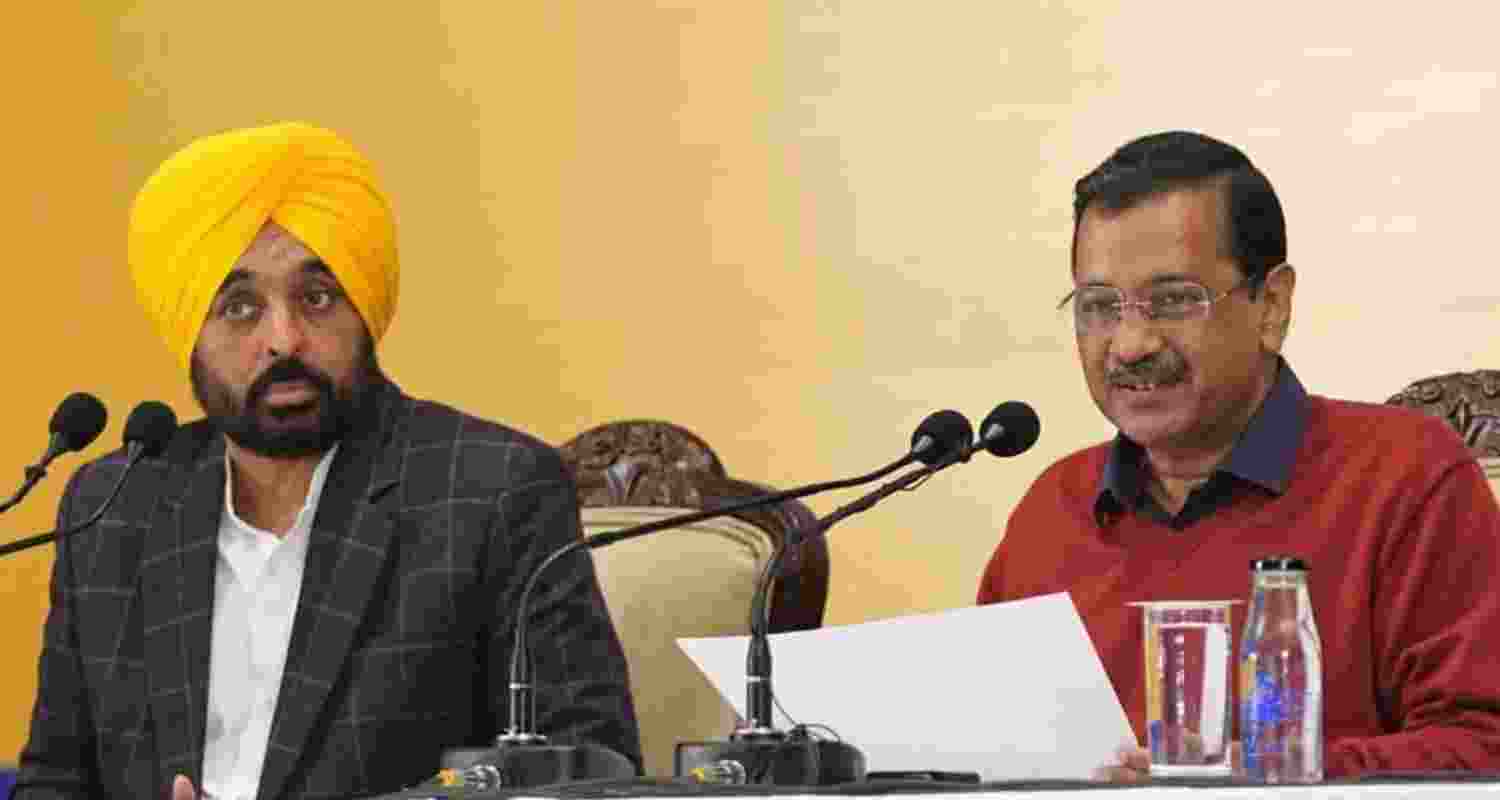 AAP convener Arvind Kejriwal and Punjab Chief Minister Bhagwant Mann launching the state government's ambitious “Mukh Mantri Sehat Yojana” on Thursday. AAP convener Arvind Kejriwal and Punjab Chief Minister Bhagwant Mann launching the state government's ambitious “Mukh Mantri Sehat Yojana” on Thursday.