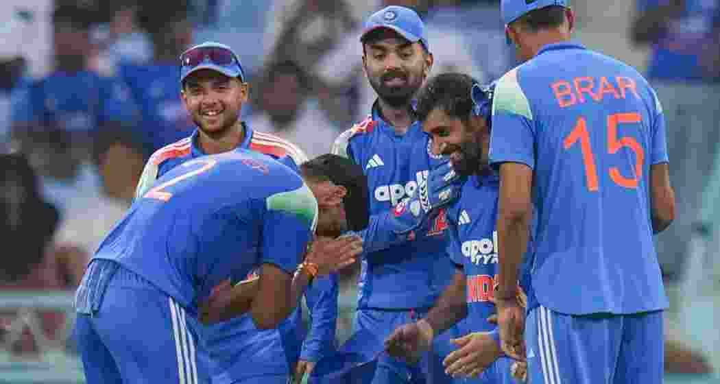 India's Arshdeep Singh greets Prince Yadav after the latter took the catch of Afghanistan's Ibrahim Zadran during an ODI cricket match between India and Afghanistan, in Lucknow, Uttar Pradesh, on Wednesday. India's Arshdeep Singh greets Prince Yadav after the latter took the catch of Afghanistan's Ibrahim Zadran during an ODI cricket match between India and Afghanistan, in Lucknow, Uttar Pradesh, on Wednesday.
