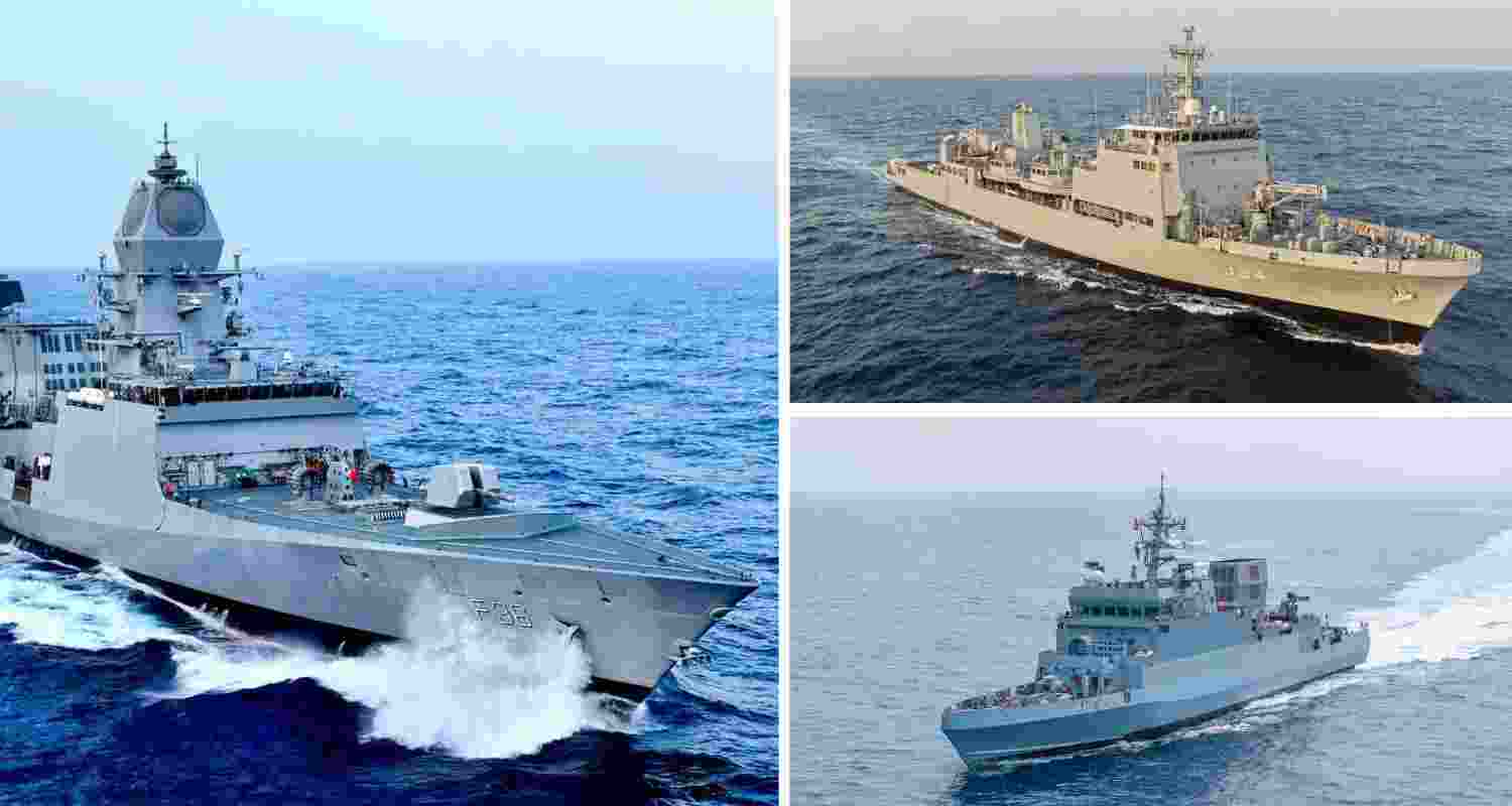 PM Narendra Modi will commission indigenous naval platforms Dunagiri, Sanshodhak and Agray in Kolkata, boosting India's maritime strength. PM Narendra Modi will commission indigenous naval platforms Dunagiri, Sanshodhak and Agray in Kolkata, boosting India's maritime strength.