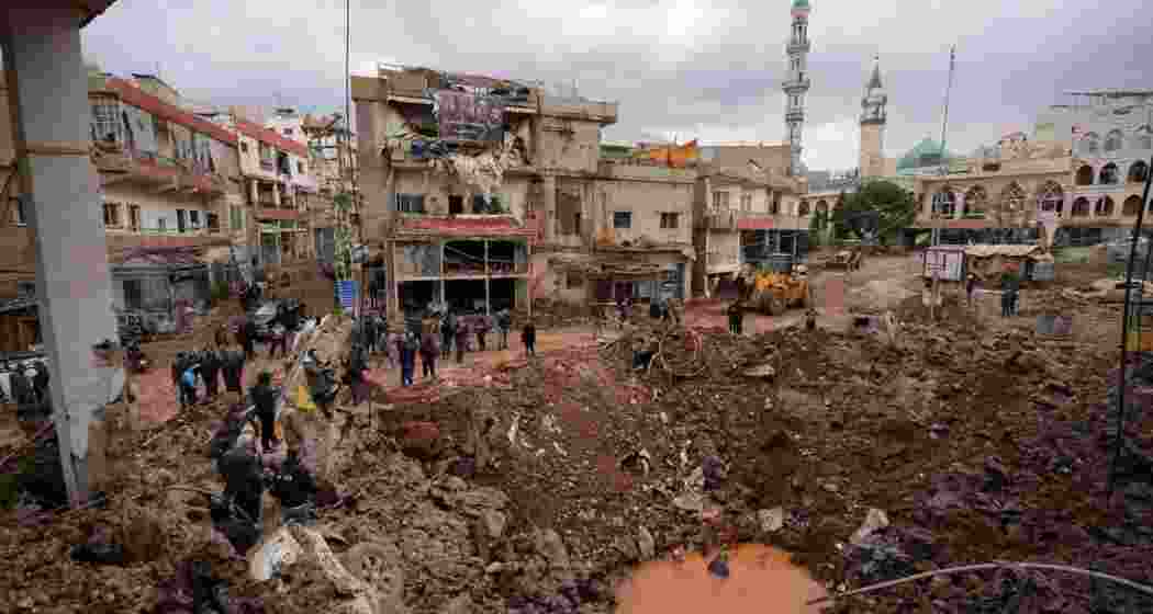 People inspect damage from an airstrike in Nabi Chit, Lebanon, on Saturday. People inspect damage from an airstrike in Nabi Chit, Lebanon, on Saturday.