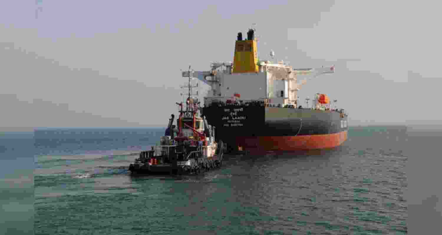 The Indian-flagged oil tanker 'Jag Laadki' arrived at Mundra with over 80,000 metric tonnes of crude from the UAE on Wednesday, having navigated the world’s most precarious maritime chokepoint without incident. The Indian-flagged oil tanker 'Jag Laadki' arrived at Mundra with over 80,000 metric tonnes of crude from the UAE on Wednesday, having navigated the world’s most precarious maritime chokepoint without incident.
