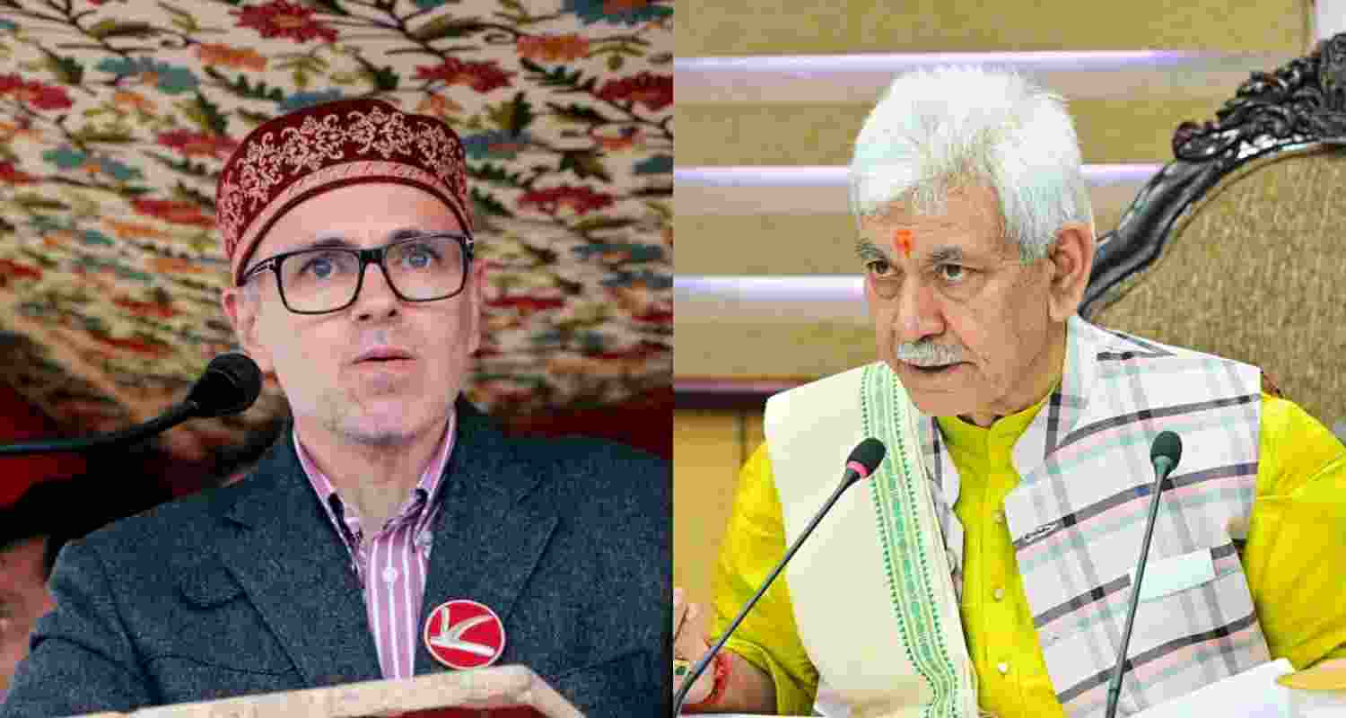 Jammu and Kashmir Chief Minister Omar Abdullah and LG Manoj Sinha. Jammu and Kashmir Chief Minister Omar Abdullah and LG Manoj Sinha.