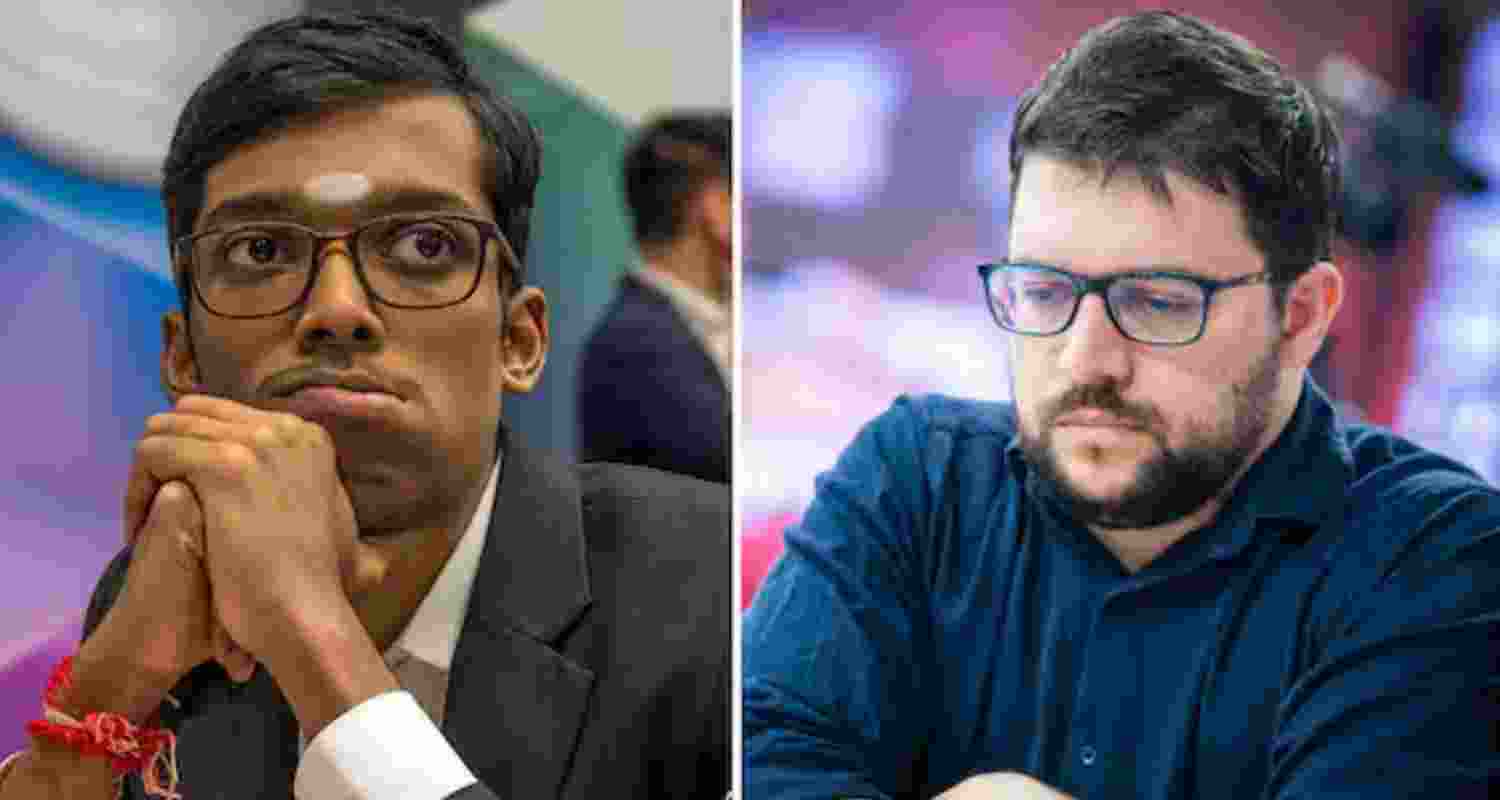 R Praggnanandhaa and (right) Maxime Vachier-Lagrave of France. R Praggnanandhaa and (right) Maxime Vachier-Lagrave of France.