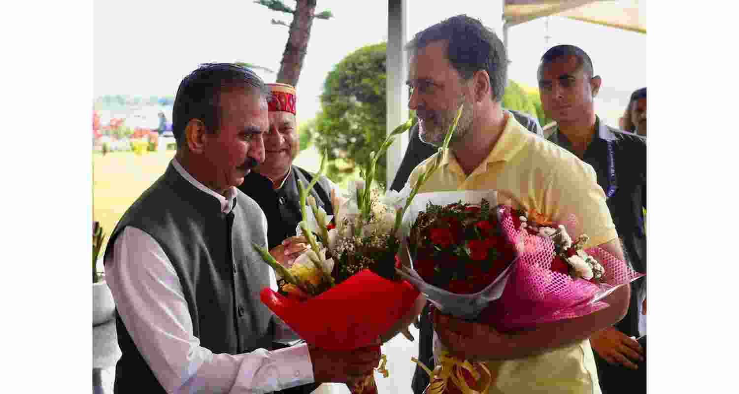 LoP in Lok Sabha Rahul Gandhi with Himachal Pradesh CM Sukhvinder Singh Sukhu at Kangra Airport. LoP in Lok Sabha Rahul Gandhi with Himachal Pradesh CM Sukhvinder Singh Sukhu at Kangra Airport.