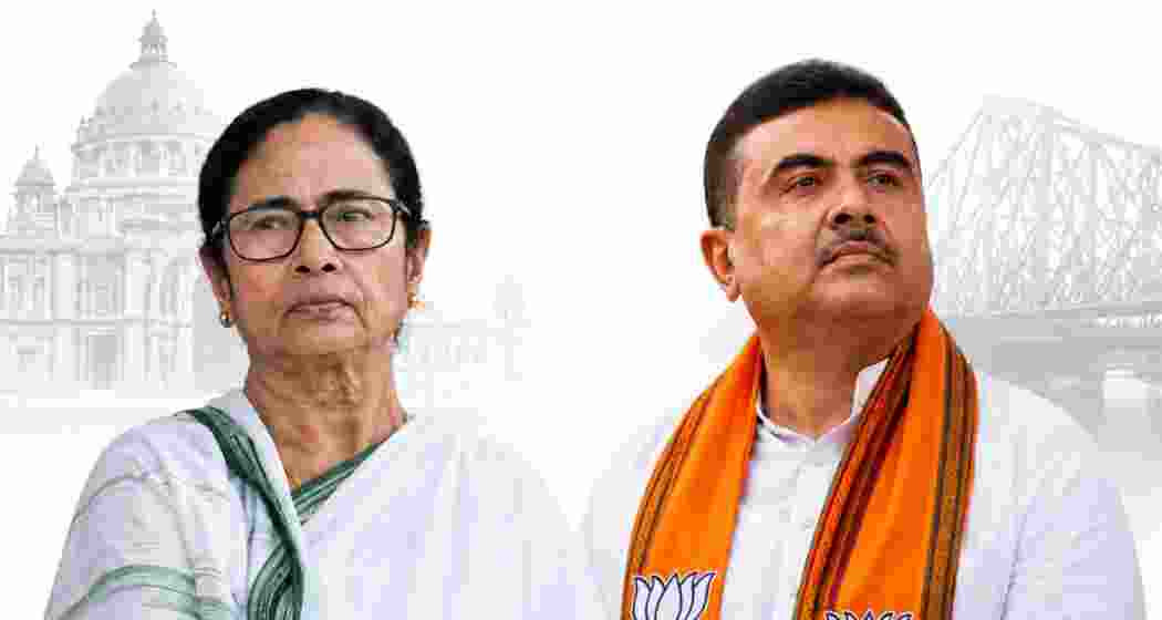 West Bengal Chief Minister Mamata Banerjee and BJP leader Suvendu Adhikari (R). West Bengal Chief Minister Mamata Banerjee and BJP leader Suvendu Adhikari (R).
