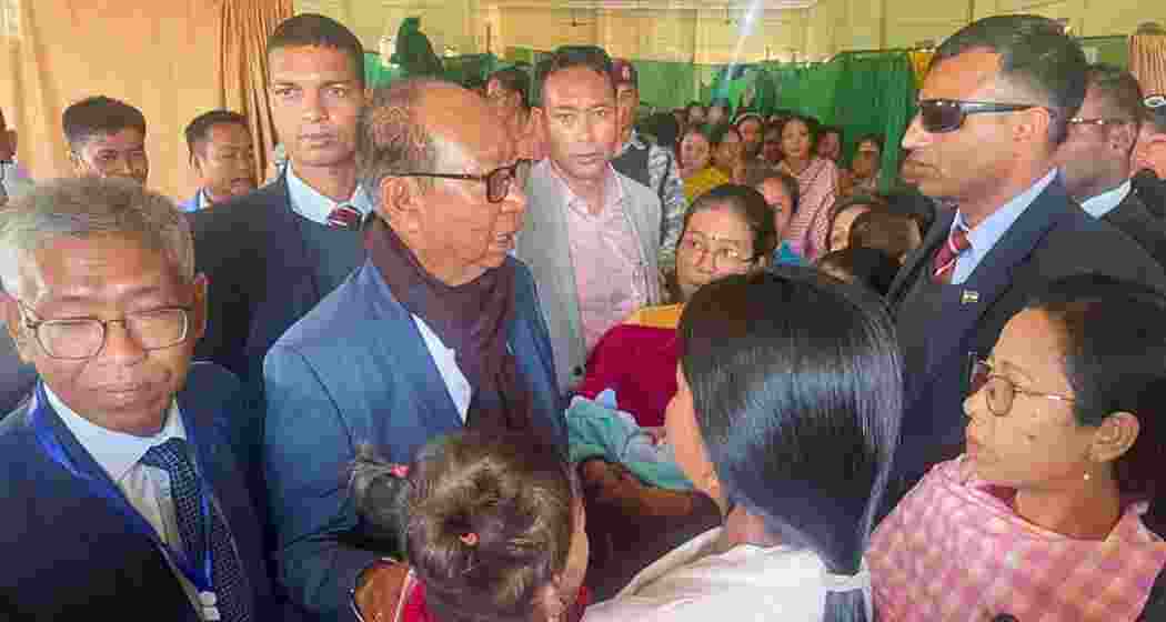Manipur Chief Minister Y Khemchand Singh meets Meitei and Hmar IDPs in Jiribam on Wednesday. Manipur Chief Minister Y Khemchand Singh meets Meitei and Hmar IDPs in Jiribam on Wednesday.