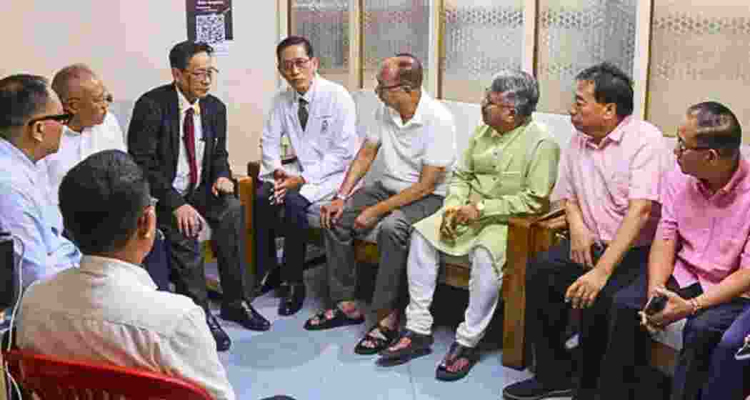 Manipur Chief Minister Y Khemchand Singh along with state ministers interacts with church leaders and representatives of Baptist organisations during a meeting to discuss peace efforts and the ongoing hostage crisis following recent attacks and inter-community tensions in Manipur. Manipur Chief Minister Y Khemchand Singh along with state ministers interacts with church leaders and representatives of Baptist organisations during a meeting to discuss peace efforts and the ongoing hostage crisis following recent attacks and inter-community tensions in Manipur.