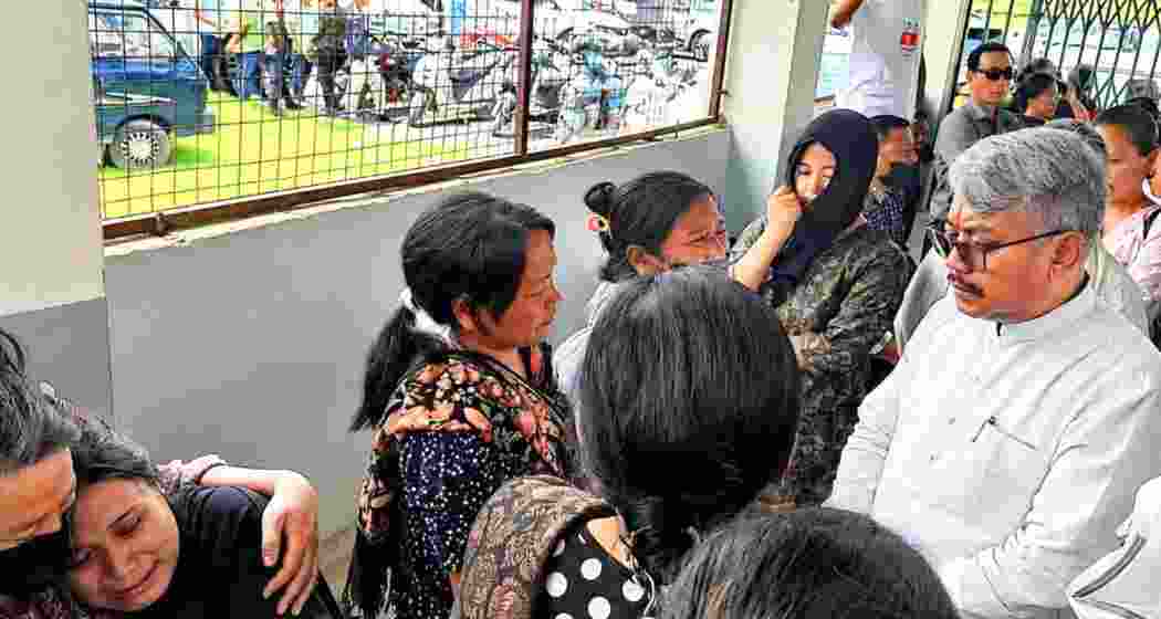 Home Minister Govindas Konthoujam visits the family members of Wilson Thanga on Thursday, the civilian killed in the ambush near Jouzangtek in Manipur’s Noney district on Wednesday evening. (Image: AT) Home Minister Govindas Konthoujam visits the family members of Wilson Thanga on Thursday, the civilian killed in the ambush near Jouzangtek in Manipur’s Noney district on Wednesday evening. (Image: AT)
