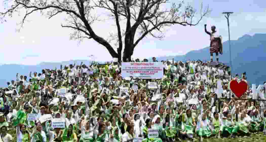 Naga women stage a sit-in protest in Manipur demanding the release of six abducted men allegedly held hostage by armed groups in the hill districts. Naga women stage a sit-in protest in Manipur demanding the release of six abducted men allegedly held hostage by armed groups in the hill districts.