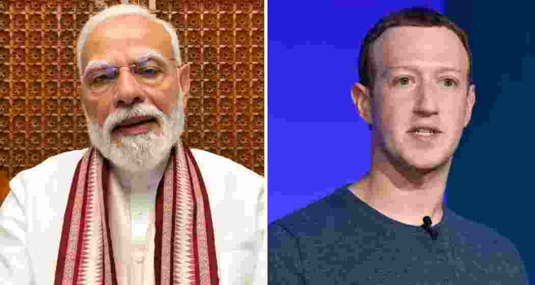 Prime Minister Narendra Modi (L), Meta CEO Mark Zuckerberg. Prime Minister Narendra Modi (L), Meta CEO Mark Zuckerberg.