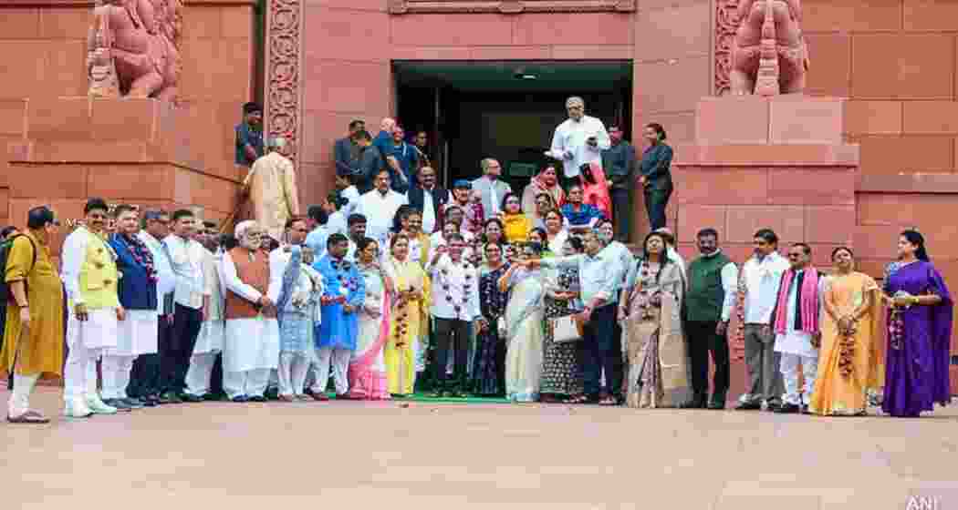 Opposition ministers stage a protest outside Parliament during the Monsoon Session. Opposition ministers stage a protest outside Parliament during the Monsoon Session.