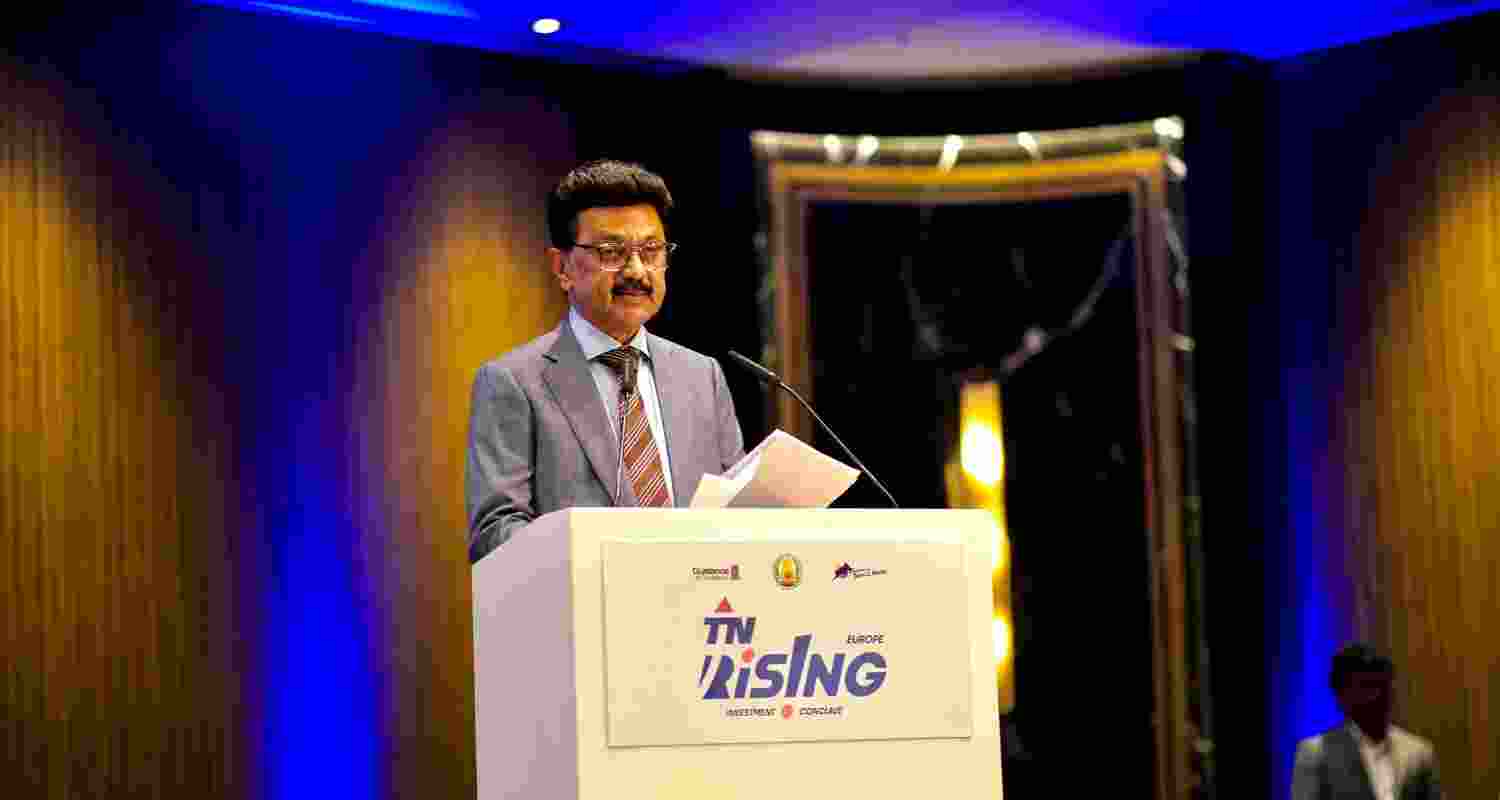 Tamil Nadu Chief Minister MK Stalin at Germany Investment Conclave. Tamil Nadu Chief Minister MK Stalin at Germany Investment Conclave.