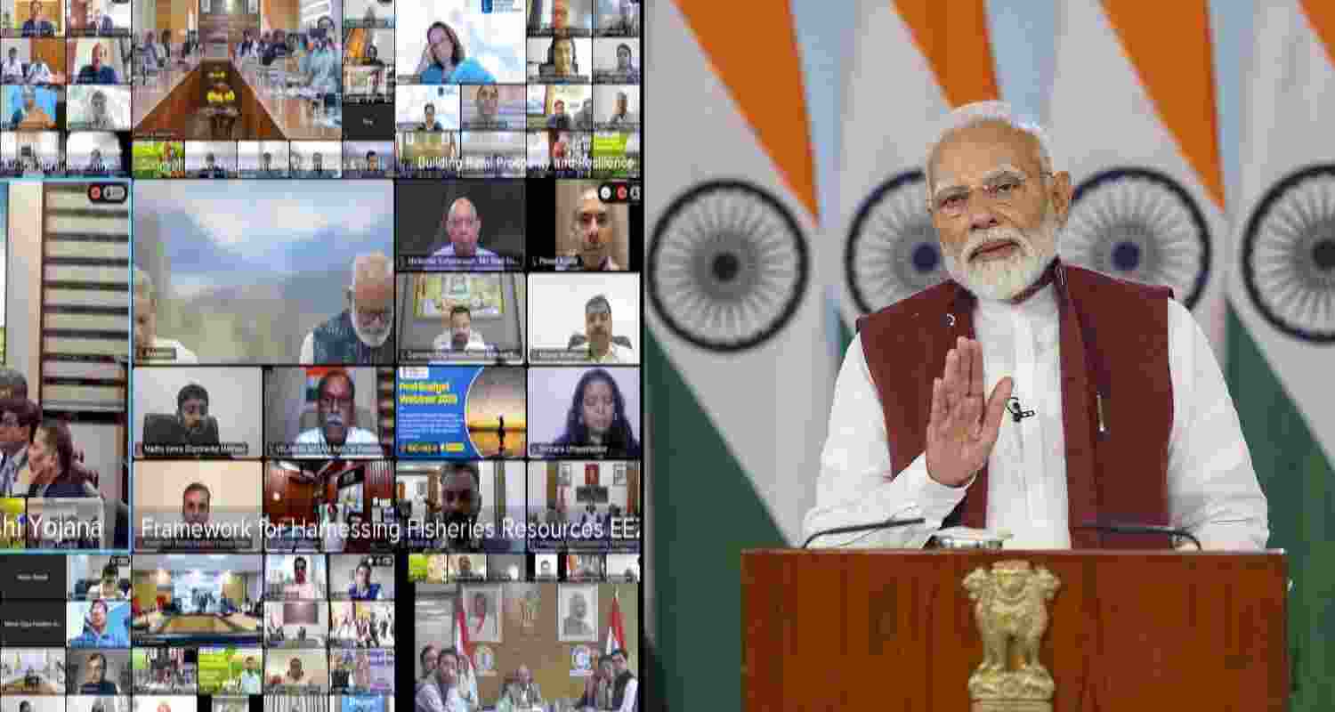 PM Modi addresses a post-budget webinar on 'Agriculture and Rural prosperity'. PM Modi addresses a post-budget webinar on 'Agriculture and Rural prosperity'.