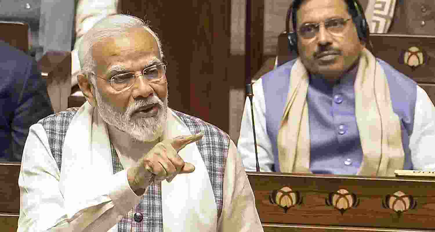 Prime Minister Narendra Modi replying to the debate to the Motion of Thanks in the Rajya Sabha, on Wednesday. Prime Minister Narendra Modi replying to the debate to the Motion of Thanks in the Rajya Sabha, on Wednesday.