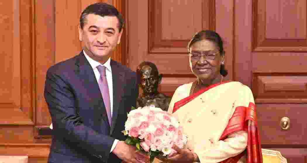 President Droupadi Murmu meets Uzbekistan Foreign Minister Bakhtiyor Saidov during a meeting at Rashtrapati Bhavan in New Delhi on Monday. President Droupadi Murmu meets Uzbekistan Foreign Minister Bakhtiyor Saidov during a meeting at Rashtrapati Bhavan in New Delhi on Monday.